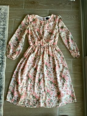 free press Pink Floral Long-Sleeve Midi Dress
